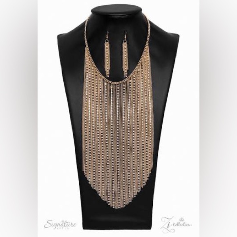 Signature Gold Statement Necklace and Earring Set